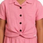 pink linen crop top girls