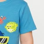 Boys Turquoise Blue Shark Print Pure Cotton T-shirt