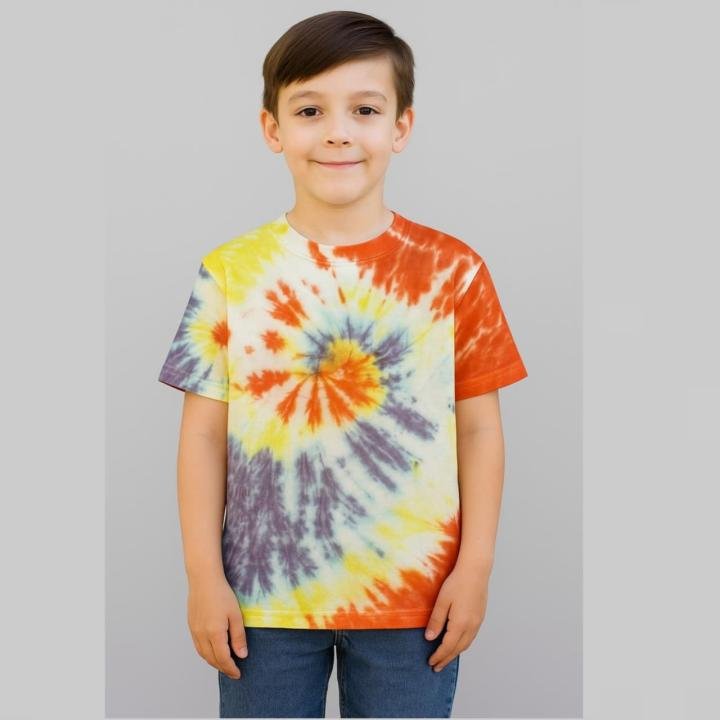 Vibrant Spiral Tie-Dye Cotton T-Shirt for Boys & Girls | Casual Summer Wear