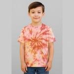 Soft Earth Tone Spiral Tie-Dye T-Shirt for Kids | Pink, Yellow & Rust Cotton Tee