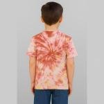 Soft Earth Tone Spiral Tie-Dye T-Shirt for Kids | Pink, Yellow & Rust Cotton Tee
