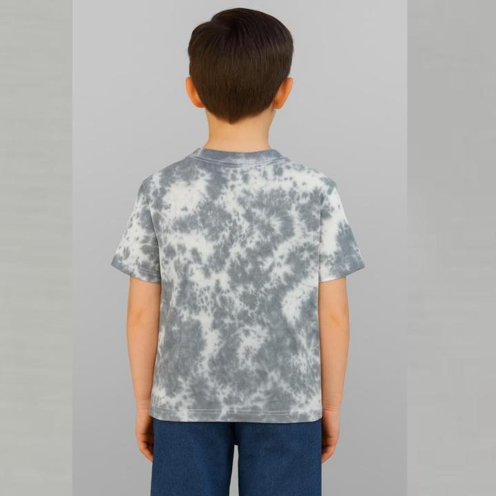 Cool Grey & White Tie-Dye T-Shirt for Kids | Stylish Unisex Cotton Tee