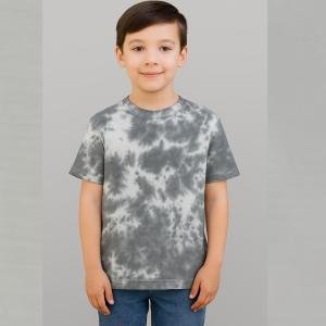 Cool Grey & White Tie-Dye T-Shirt for Kids | Stylish Unisex Cotton Tee