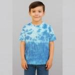Two-Tone Ombre Blue Tie-Dye T-Shirt for Kids | Ocean Cloud Cotton Tee