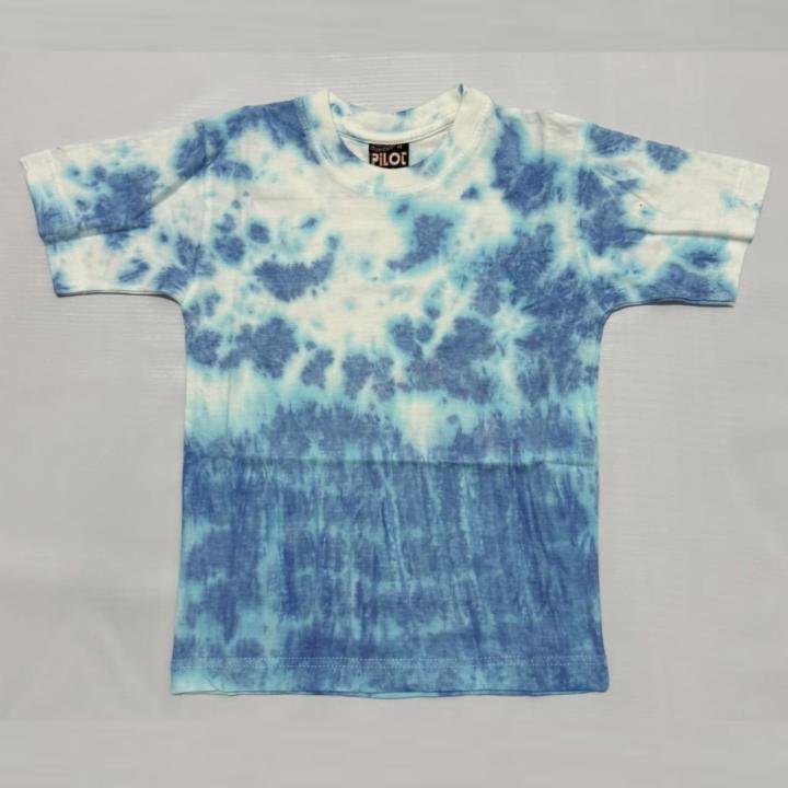 Two-Tone Ombre Blue Tie-Dye T-Shirt for Kids | Ocean Cloud Cotton Tee